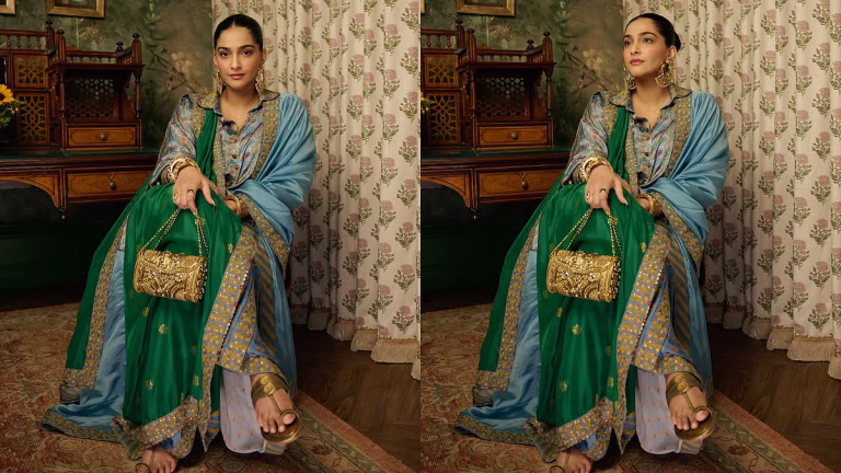 Sonam Kapoor Turns Heads In Blue Dhoti-Kurta At Anshula Kapoor's Mehendi Ceremony